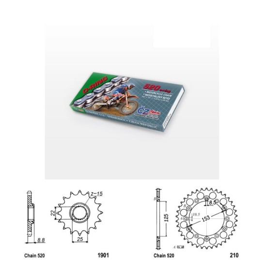 Řetězová sada s ČZ O-ring BETA 430 RR rok 15-19