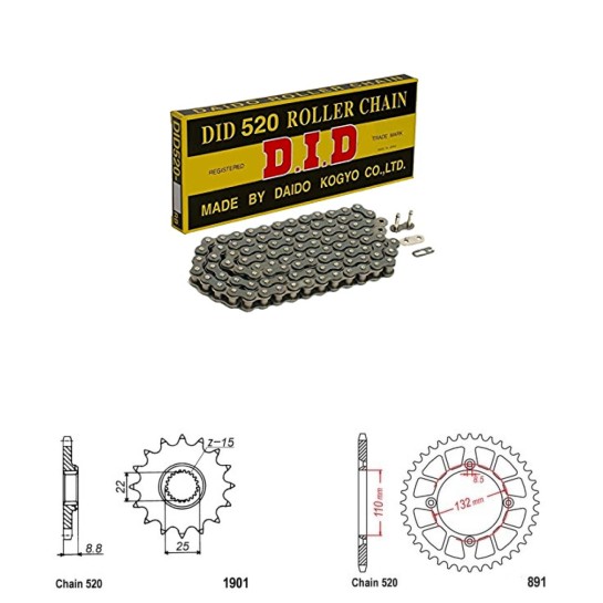 DID Řetězová sada D.I.D KTM Freeride 250 R rok 14-17