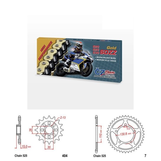 Řetězová sada s ČZ HX-ring GOLD BMW S 1000 R rok 13-22