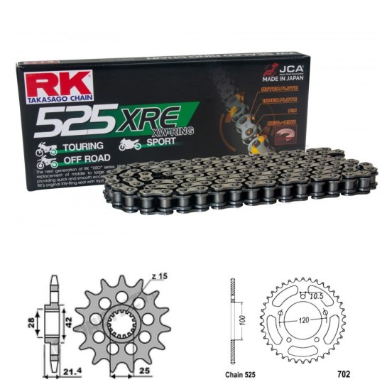 Řetězová sada RK W-ring APRILIA 900 Shiver rok 17-21