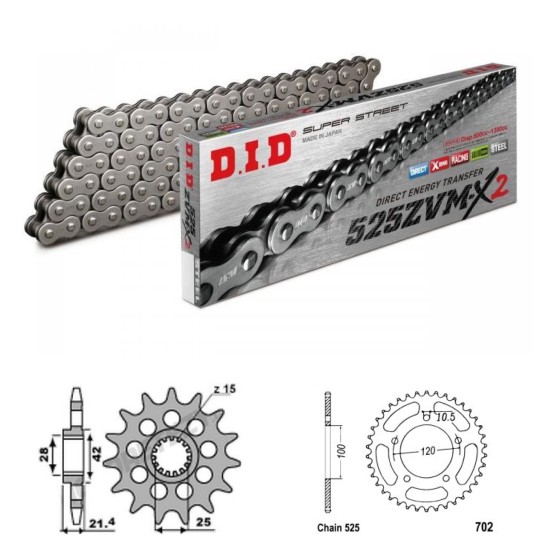 DID Řetězová sada D.I.D XX-ring APRILIA 900 Dorsoduro rok 17-21