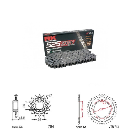 Řetězová sada RK ZW-ring APRILIA 1100 RSV4 rok 19-23