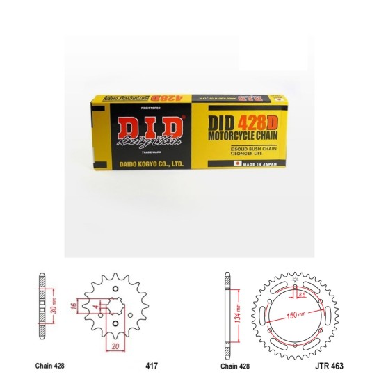 DID Řetězová sada D.I.D standard KAWASAKI KMX 125 rok 86-03