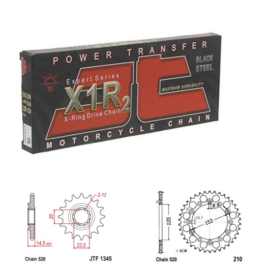Řetězová sada JT X-ring HONDA CRF 450 X rok 19-25 