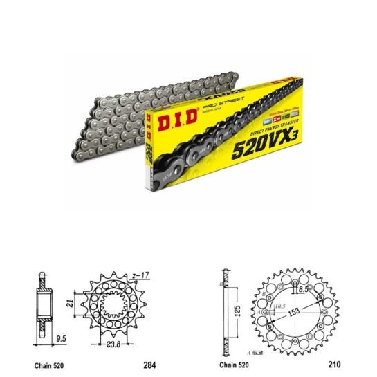 DID Řetězová sada D.I.D X-ring HONDA CRF 450 R rok 19-25