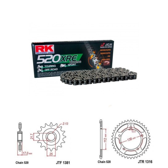 Řetězová sada RK W-ring HONDA CB 500 X rok 13-18