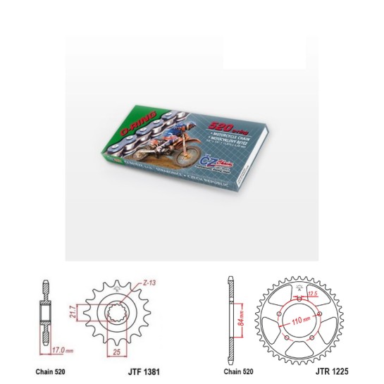 Řetězová sada s ČZ O-ring HONDA CB 500 X rok 19-23