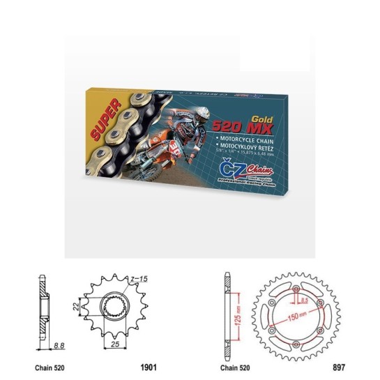 Řetězová sada s ČZ MX GOLD KTM 250 SX rok 17-20 