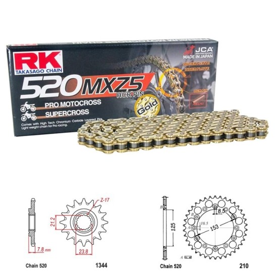 Řetězová sada RK MXZ5 GOLD HONDA CRF 250 X rok 19-21