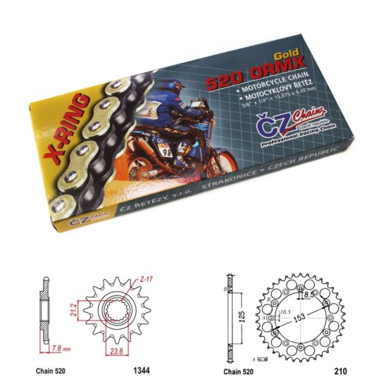 Řetězová sada s ČZ X-ring GOLD HONDA CRF 250 X rok 19-21