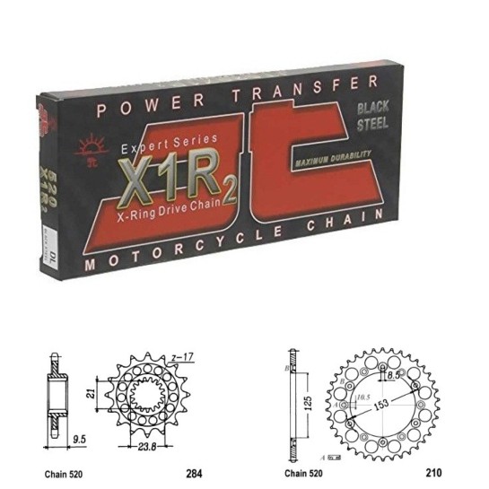 Řetězová sada JT X-ring HONDA CRF 250 X rok 22-23