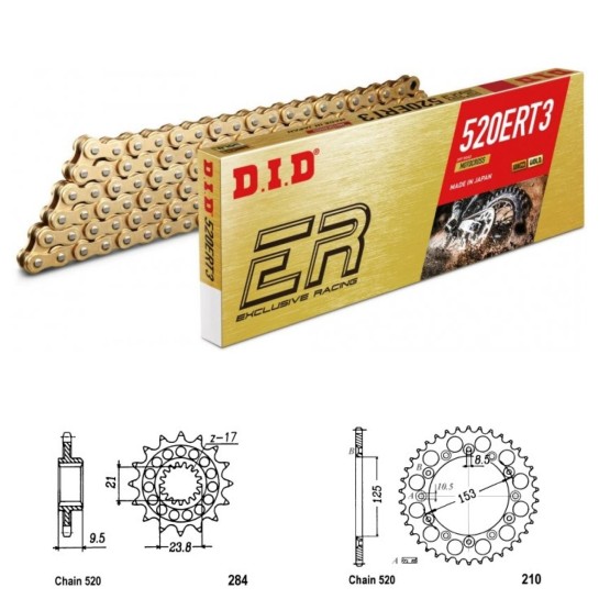 DID Řetězová sada D.I.D Exclusive Racing GOLD HONDA CRF 250 ...