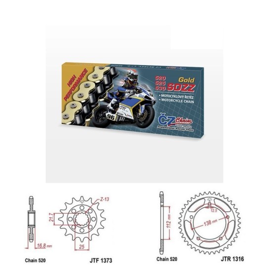 Řetězová sada s ČZ HX-ring GOLD HONDA NC 750 X DCT rok 21-25 