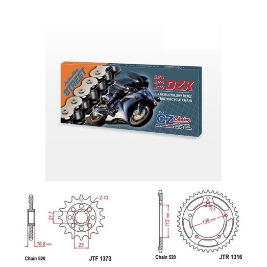 Řetězová sada s ČZ X-ring HONDA NC 750 X DCT rok 21-25 