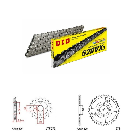 DID Řetězová sada D.I.D X-ring HONDA CA 125 Rebel rok 95-01