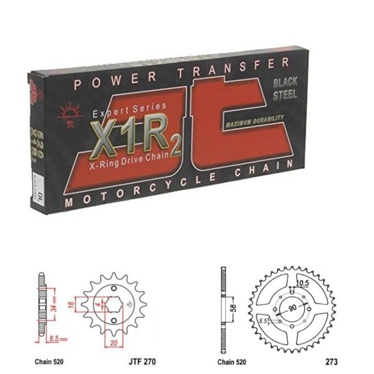 Řetězová sada JT X-ring HONDA CA 125 Rebel rok 95-01