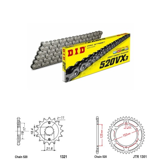 DID Řetězová sada D.I.D X-ring HONDA CRF 300 L rok 21-25 