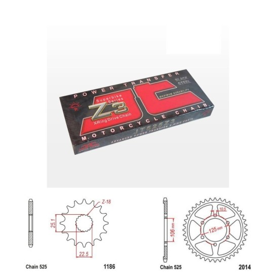 Řetězová sada JT ZX-ring TRIUMPH 1200 Scrambler XE rok 19-22
