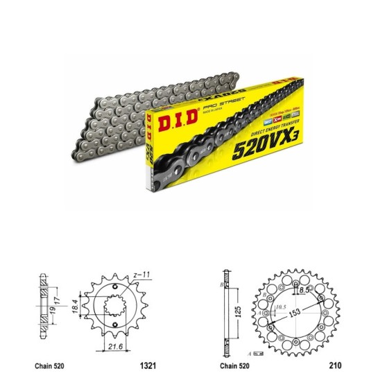 DID Řetězová sada D.I.D X-ring HONDA CRF 250 F rok 19-25