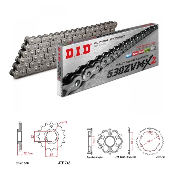 DID Řetězová sada D.I.D XX-ring DUCATI 1260 Multistrada rok ...
