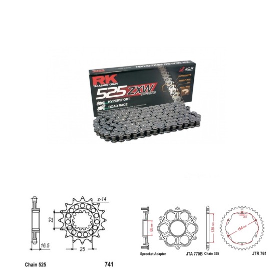 Řetězová sada RK ZW-ring DUCATI 1200 Monster rok 14-20
