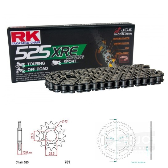 Řetězová sada RK W-ring BENELLI TRK 502 X  rok 18-25 