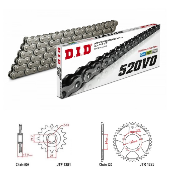 DID Řetězová sada D.I.D O-ring HONDA CL 500 rok 23-25