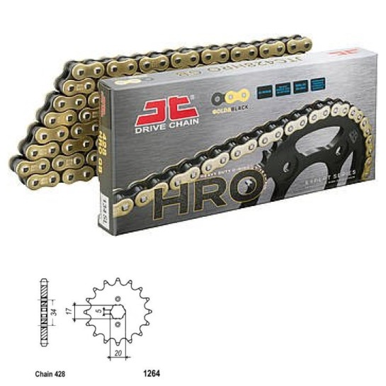 Řetězová sada JT O-ring GOLD HONDA CB 125 F rok 21-24