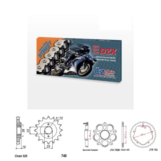 Řetězová sada s ČZ X-ring DUCATI 796 Monster rok 12-15