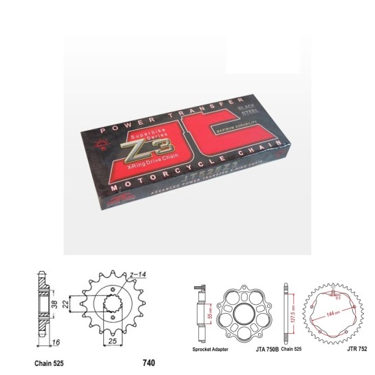 Řetězová sada JT ZX-ring DUCATI 796 Monster rok 12-15