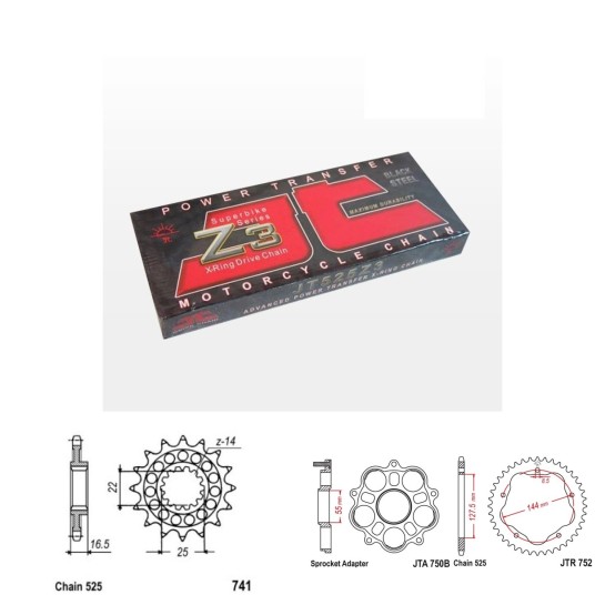 Řetězová sada JT ZX-ring DUCATI 848 / Evo Corse / Streetfigh...