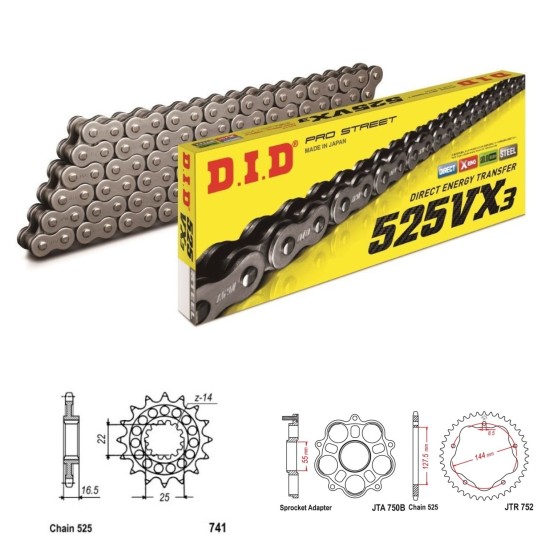 DID Řetězová sada D.I.D X-ring DUCATI 1100 Monster / EVO rok...