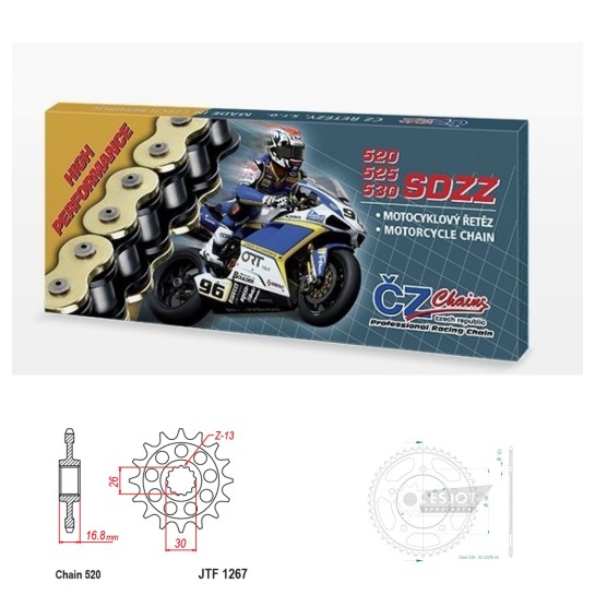 Řetězová sada s ČZ HX-ring SILVER HONDA CB 750 Hornet rok 23-25