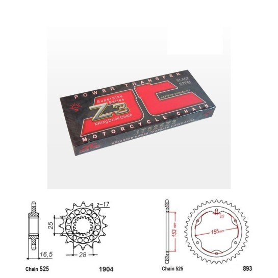 Řetězová sada JT ZX-ring KTM 1300 R Brabus rok 22-24