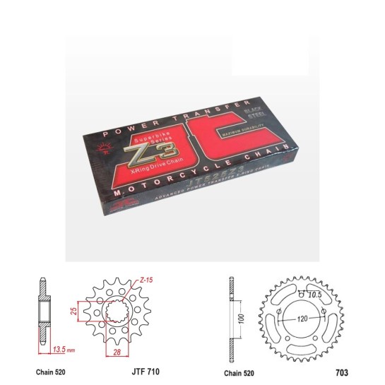 Řetězová sada JT ZX-ring APRILIA 660 Tuono rok 21-26