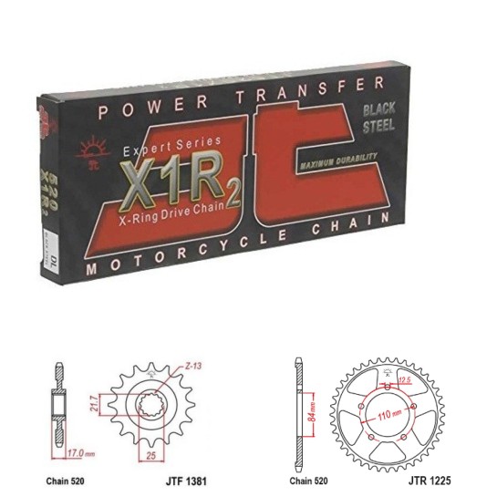 Řetězová sada JT X-ring HONDA CB 500 Hornet rok 24-25