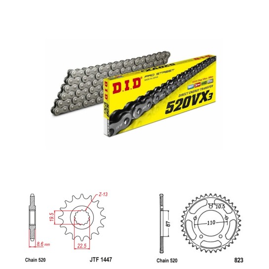 DID Řetězová sada D.I.D X-ring SUZUKI GSX 250 R rok 17-19