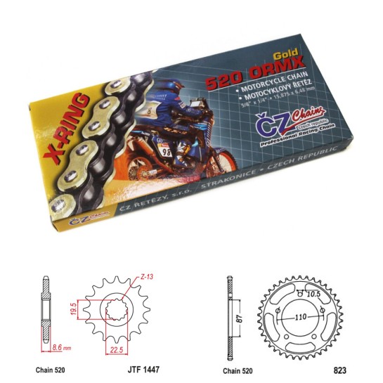 Řetězová sada s ČZ X-ring GOLD SUZUKI GSX 250 R rok 17-19