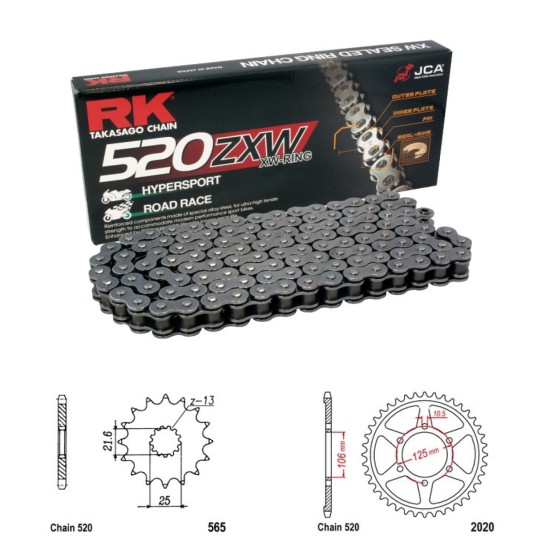 Řetězová sada RK ZW-ring TRIUMPH 660 Trident rok 21-24 