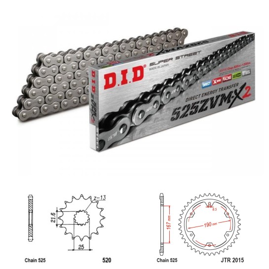 DID Řetězová sada D.I.D XX-ring TRIUMPH 850 Tiger Sport rok 21-25 