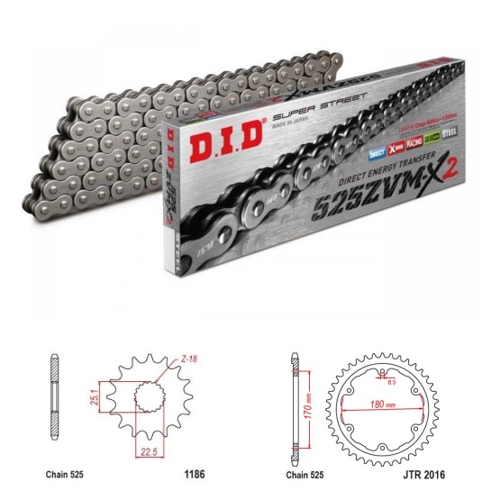 DID Řetězová sada D.I.D XX-ring TRIUMPH 1200 SPEED TRIPLE RS rok 21-23 