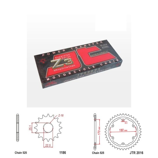 Řetězová sada JT ZX-ring TRIUMPH 1200 SPEED TRIPLE RS rok 21-23