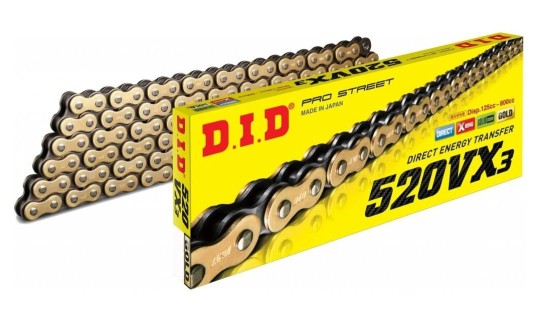 Řetěz DID 520 VX3, X-ring, zlatý GB, 132 článků