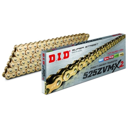 Řetěz DID 525 ZVM-X2, X-ring, zlatý GG, 102 článků