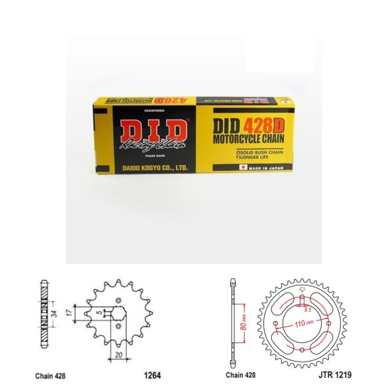 DID Řetězová sada D.I.D standard HONDA CB 125 F rok 21-24