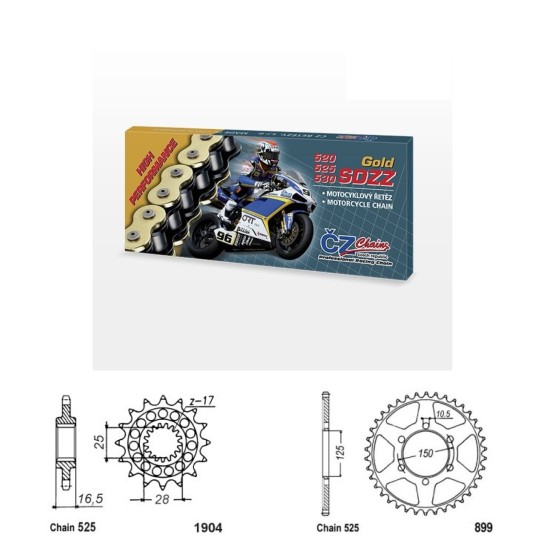 Řetězová sada s ČZ HX-ring GOLD KTM 1390 Super Adventure rok...