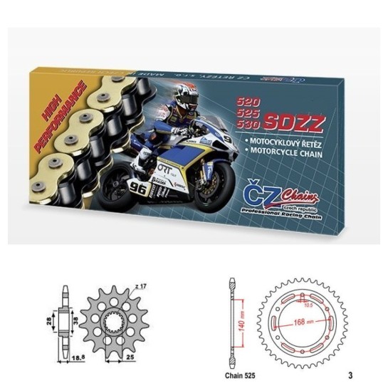 Řetězová sada s ČZ HX-ring Silver BMW F 800 R rok 09-10 