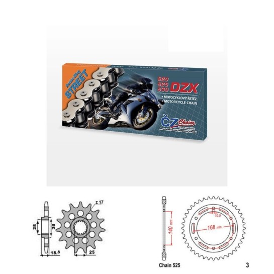 Řetězová sada s ČZ X-ring BMW F 800 R rok 09-10 