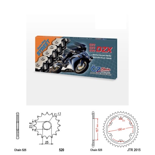 Řetězová sada s ČZ X-ring TRIUMPH 800 Trident rok 25-26 