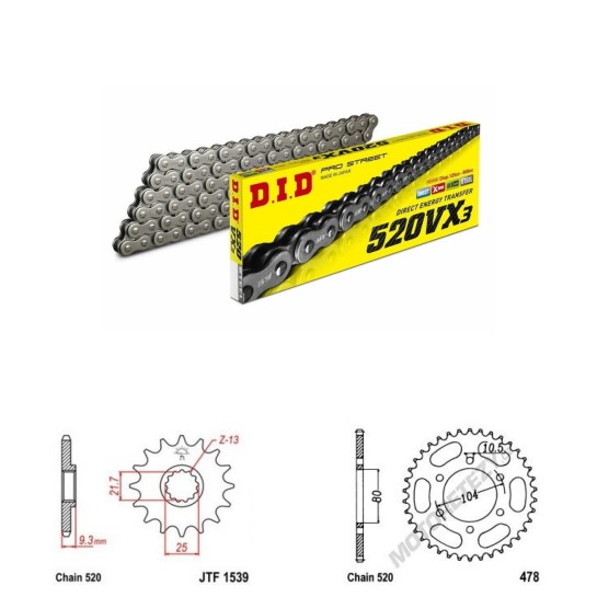 DID Řetězová sada D.I.D X-ring KAWASAKI ZXR 400 (ZX-4) rok 24-26 